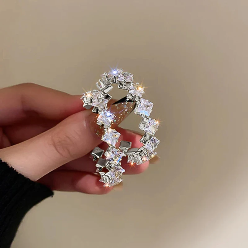 Huitan Luxury Princess серьги-кольца с цирконом для женщин модные женские большие круглые серьги повседневная одежда современный дизайн ювелирные изделия
