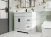 36" Bathroom Vanities Sink Combo with Painted Surface, Modern Drawered Cabinet W/Decorative Wave Lines, Undermount Single Sink 2