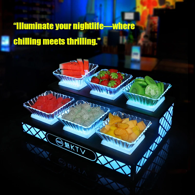 Bar luminous fruit plate KTV fruit plate rack LED grid 6 grid snack step double layer six snack