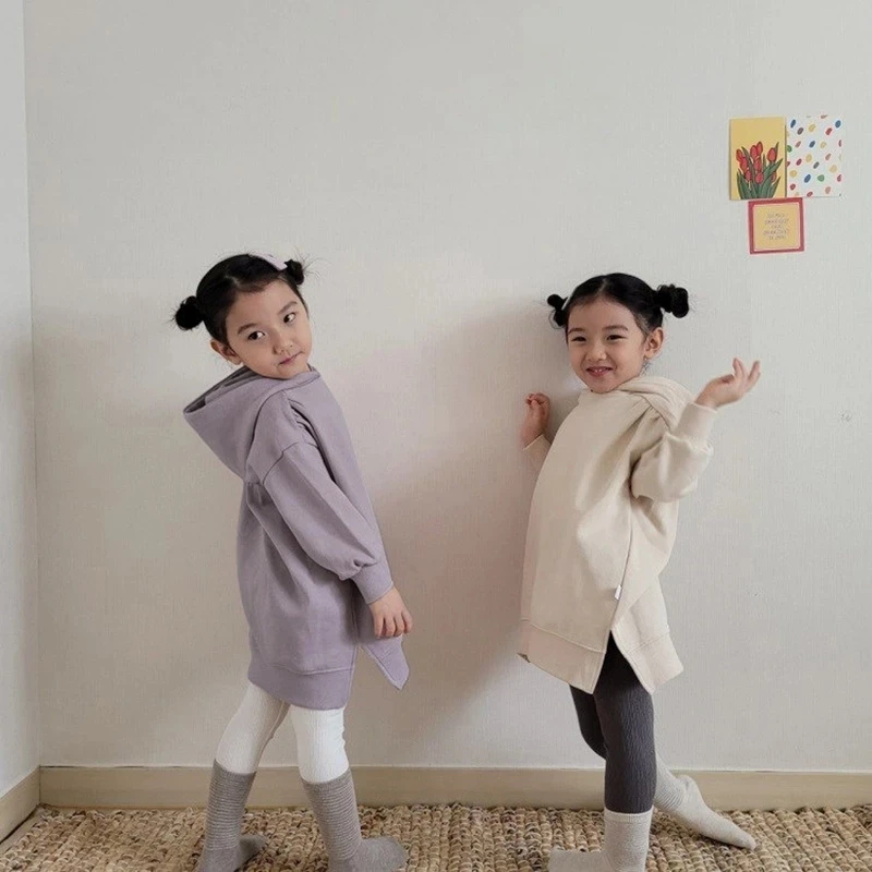 

2022 Autumn New Kids Hoodies Full Sleeve Girls Long Hoodie Brief Style Girls Long Sweatshirts
