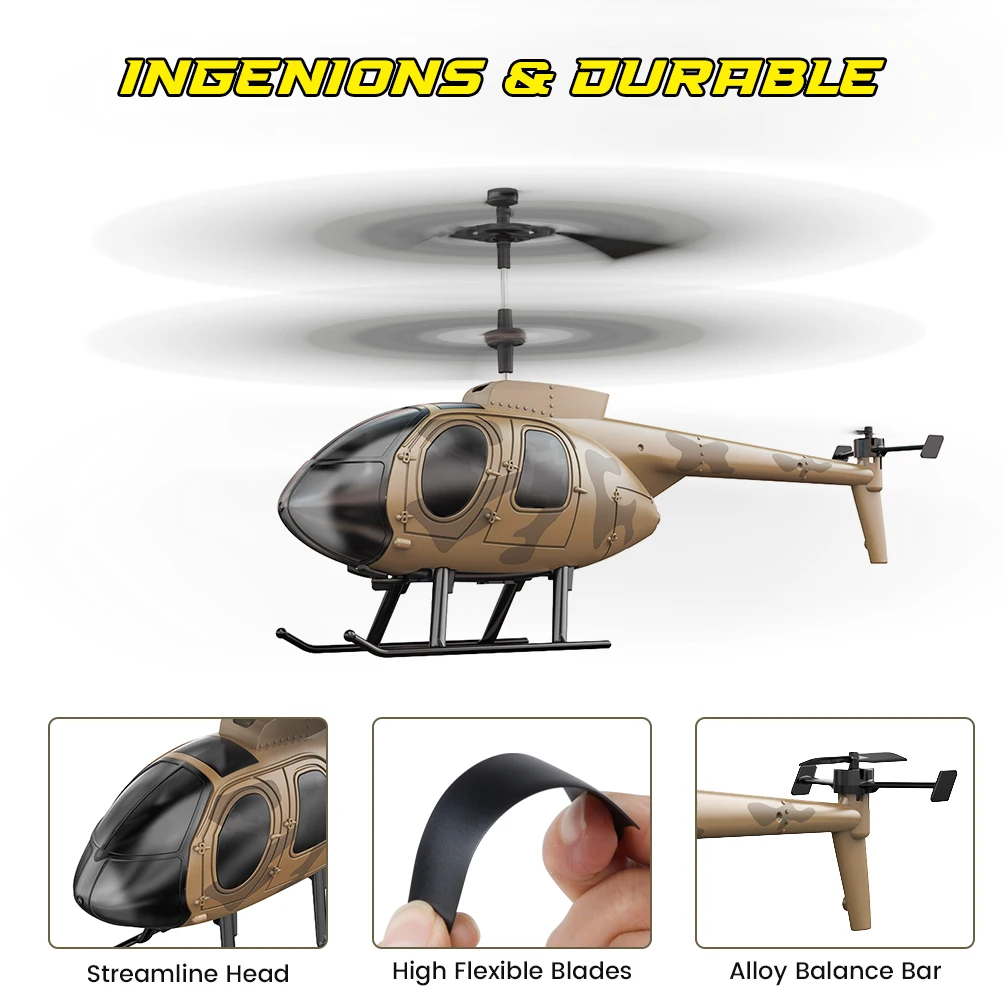 Vatos remote controlled helicopter camouflage 2.4GHz radio indoor RC helicopter toy one click takeoff for boy children adults 5