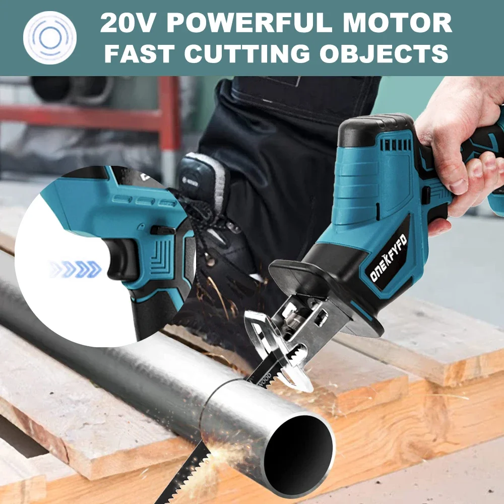 Reciprocating Saw Brushless Adjustable Speed Chainsaw Wood Metal Chain Rechargeable Circular Saw for Makita 18V Battery