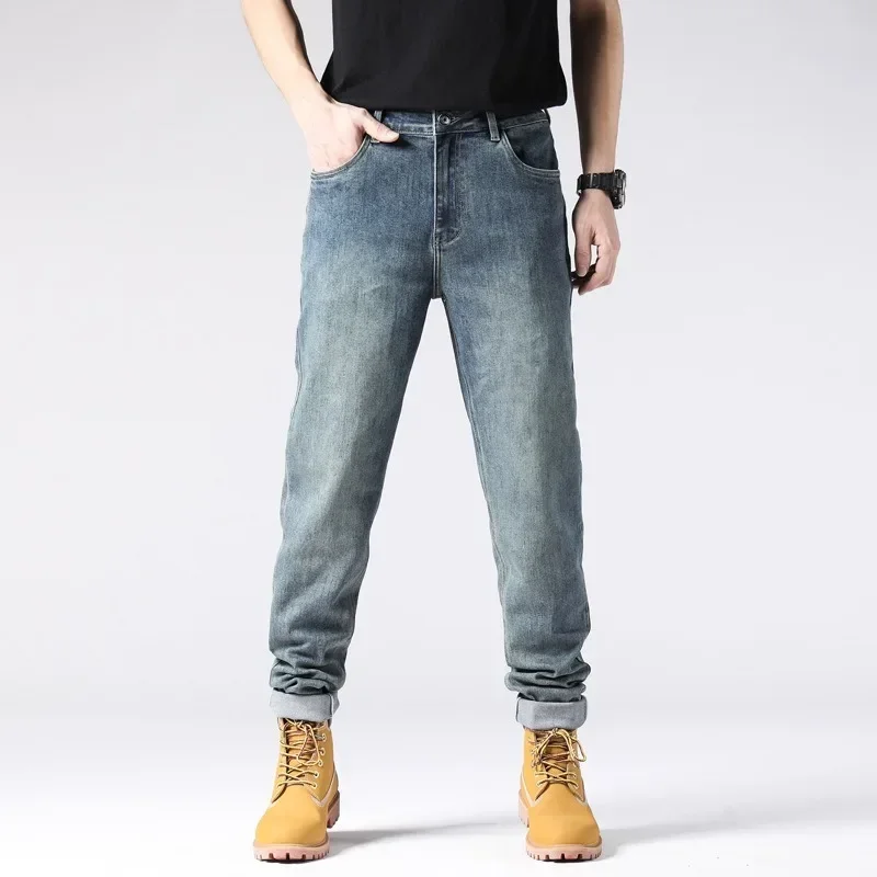 Extra Long 110CM 115CM Jeans Tall Men Lengthened Blue Young Boy Pants Slim Fit Overlong Straight Teenagers Male Denim Trousers 3