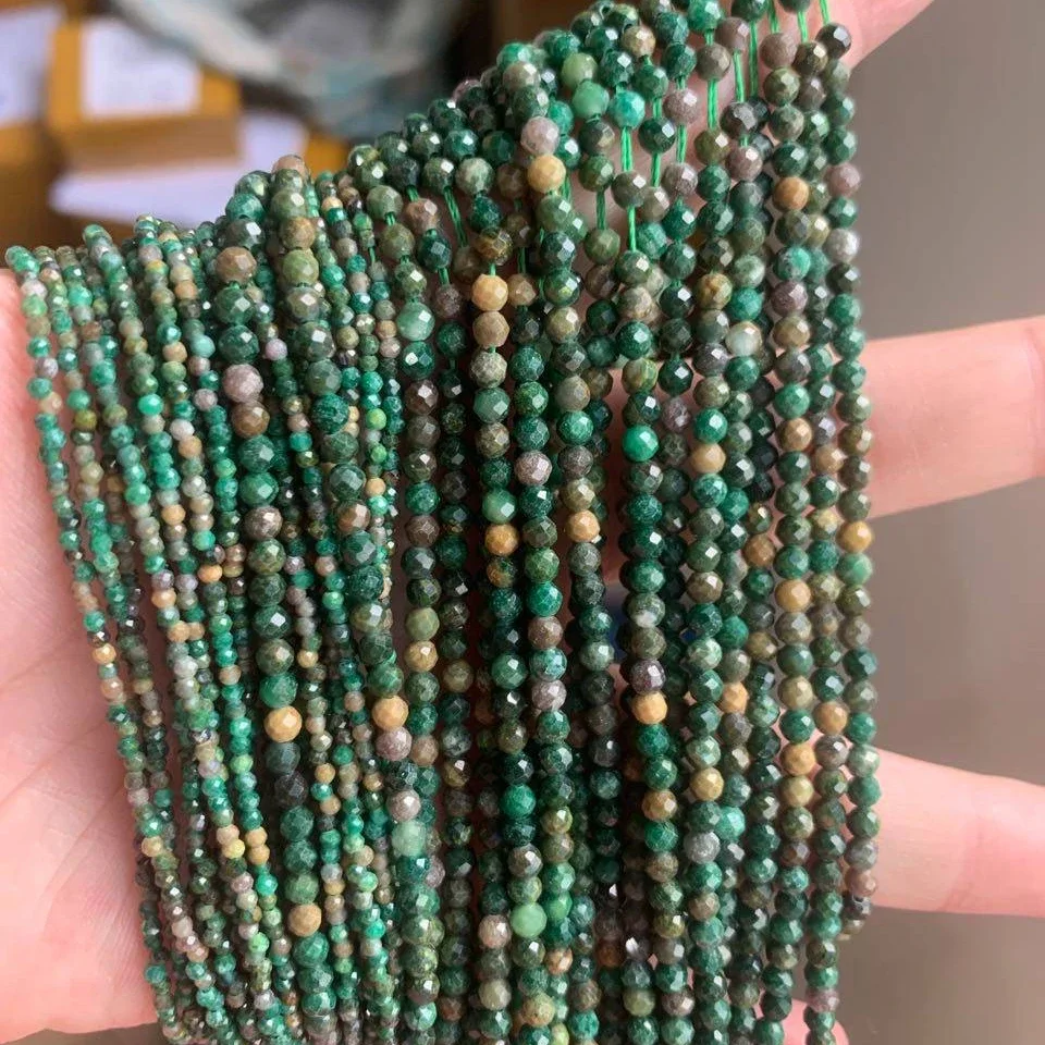 Small Green Natural Stone Faceted Beads
