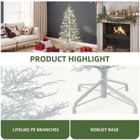 Prelit White Artificial Christmas Tree with 400 Switchable Fairy Lights 3