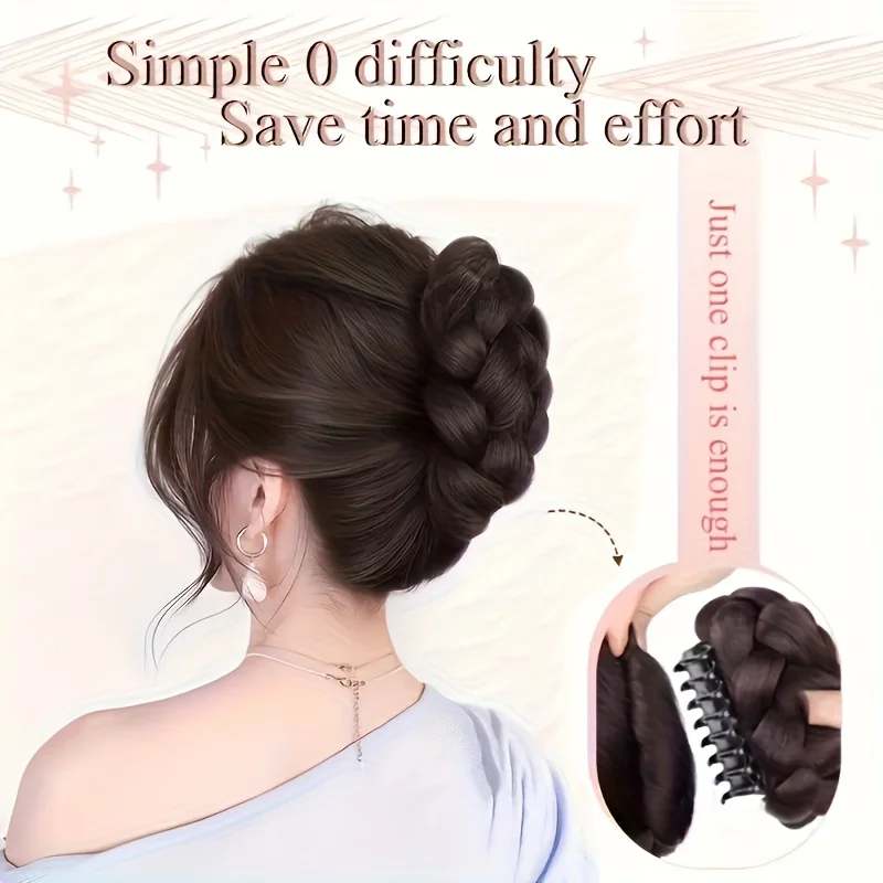 Synthetic gripper bun hair Bud head clip in woman ponytail on hair braids meatball hair bun