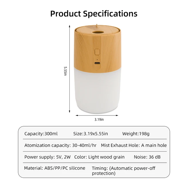 300ml Wood Grain Oil Diffuser 3