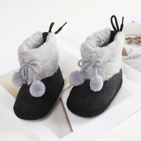 Boys Girls Boots Plus Velvet Shoes Infant Toddler Booties Shoes Soft Sole Indoor Walking Shoes 0-18M 5