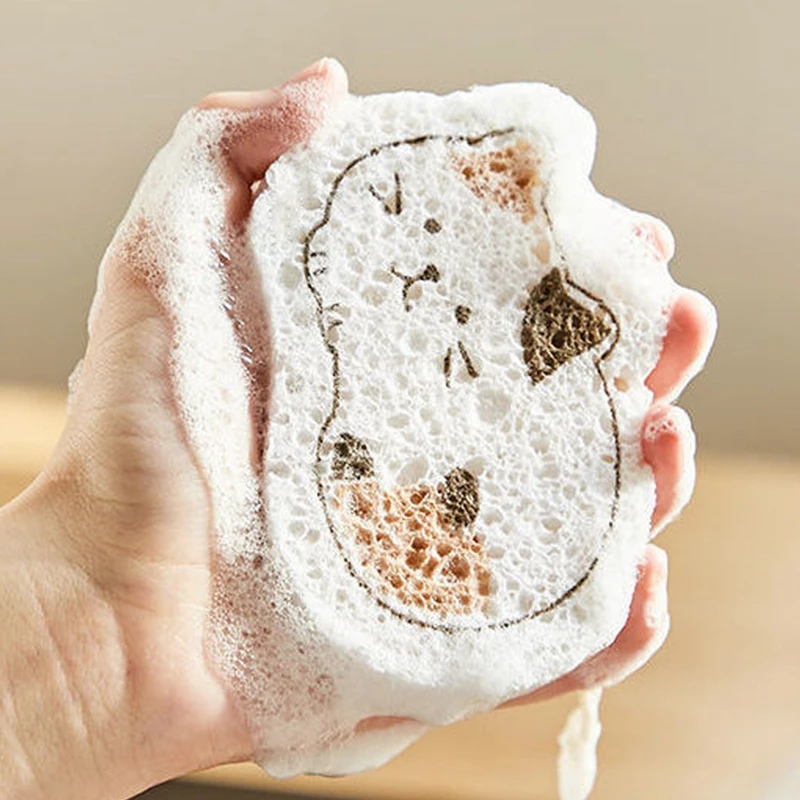 Kitchen Dishwashing Sponge Cleaning Sponges Double Sided Scouring Pads Compressed Wood Pulp Sponge Dishes Pot Wipe cleaning sponges