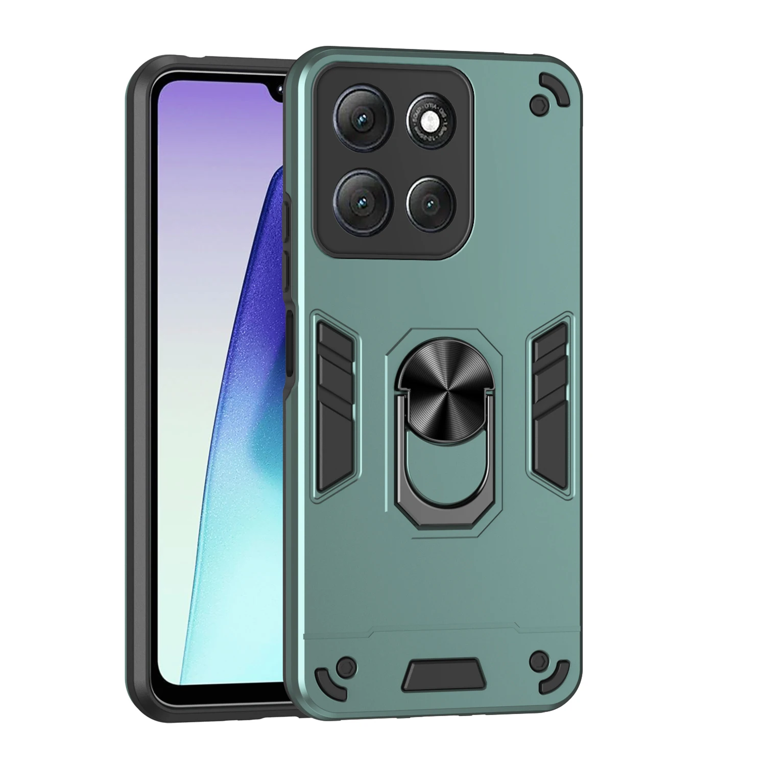 Rugged Armor Shockproof Case with Magnetic Metal Ring Holder Cover