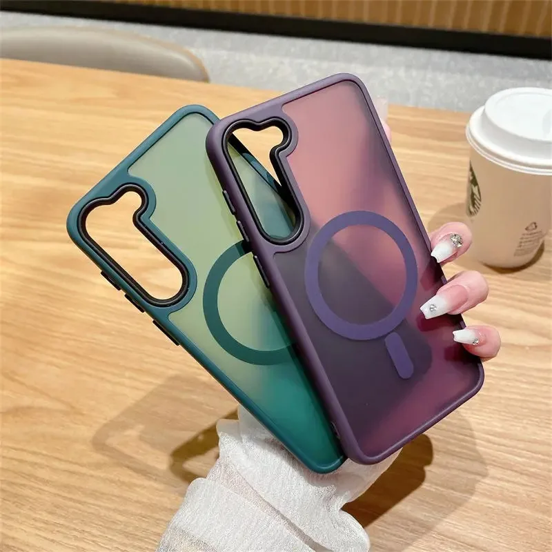 Luxury Magnetic Translucent Phone Case with Wireless Charging and Shockproof Protection