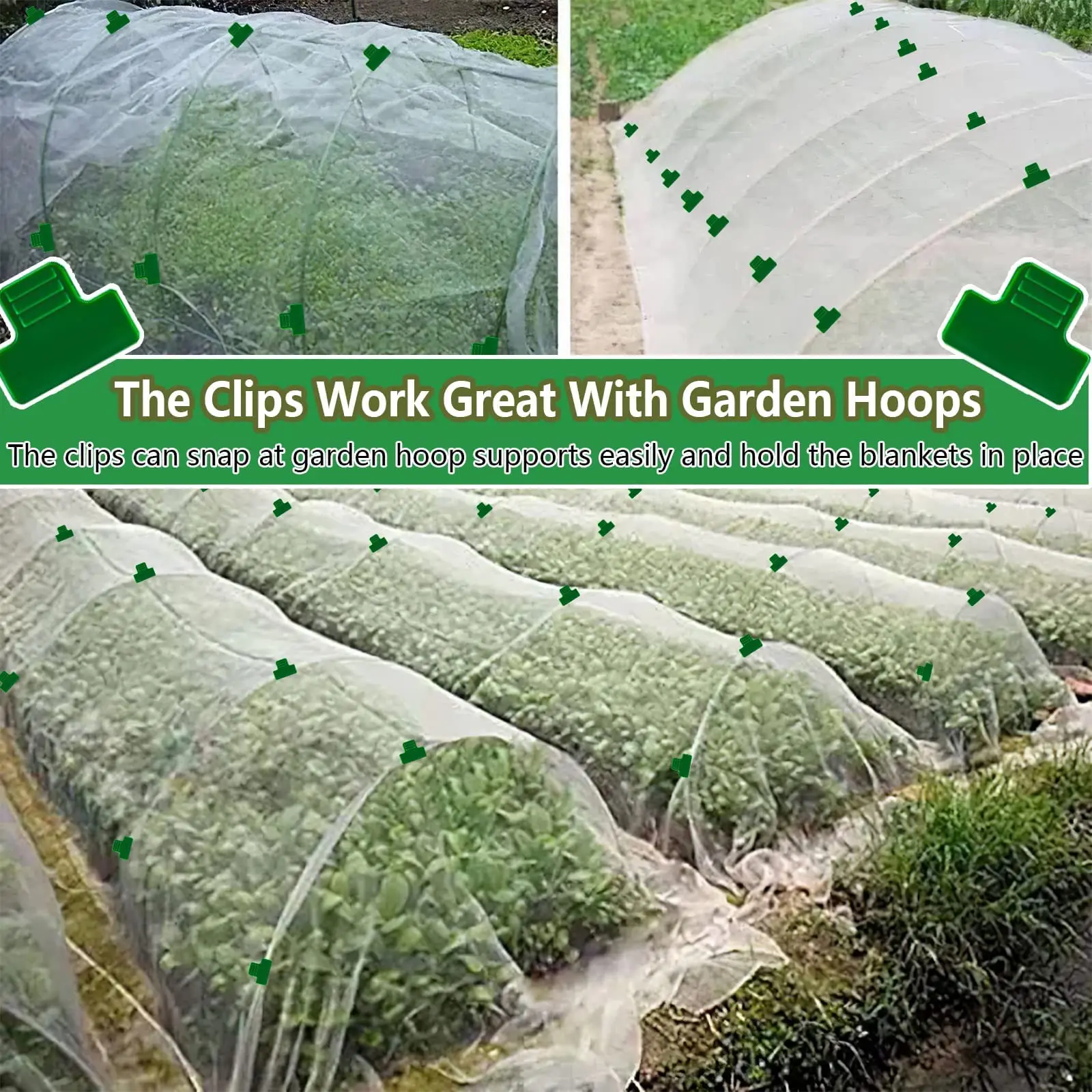 Garden Mesh Netting Kit Plant Cover with 6pcs Garden Hoops & 12 Clips for Vegetable Plants Fruits Flowers Greenhouse Birds Anima