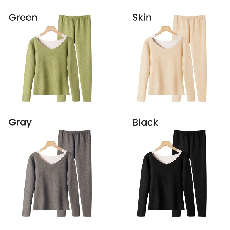Women's Seamless Thermal Underwear Set, Keep Warm in Winter, Long Sleeve Top and Bottom Suit