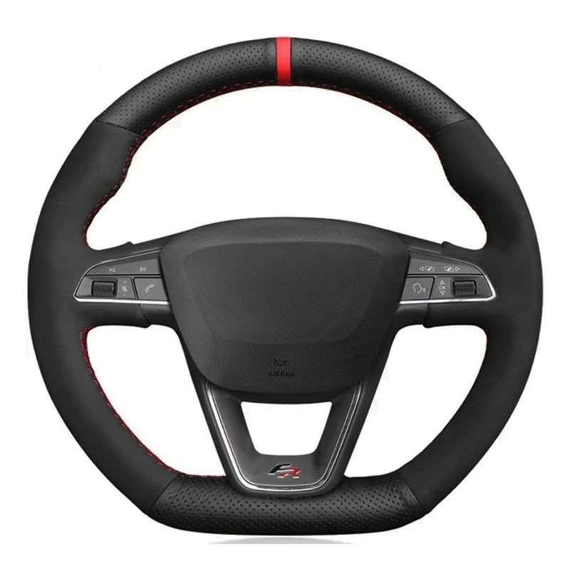 Coprivolante Per Auto In Vera Pelle Scamosciata Nera Per Seat Leon Cupra R Leon St Cupra Leon St Cupra Ateca Cupra Ateca Fr