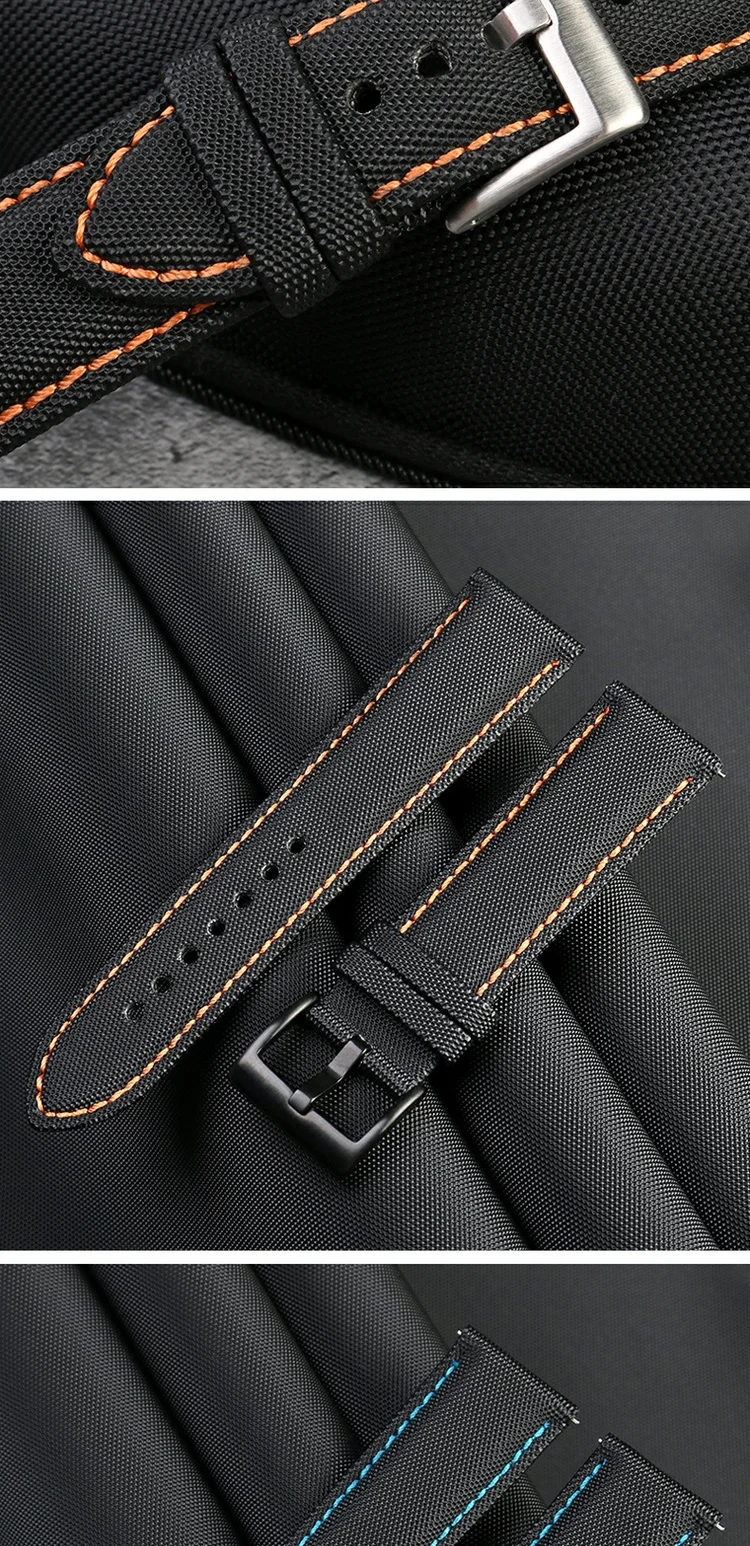 20mm 21mm 22mm 23mm 24mm Nylon Leder Armband Für Tag Heuer Citizen Seiko no.5 UHR Männer Frauen Leinwand Stoff Uhrenarmband – Detail 11