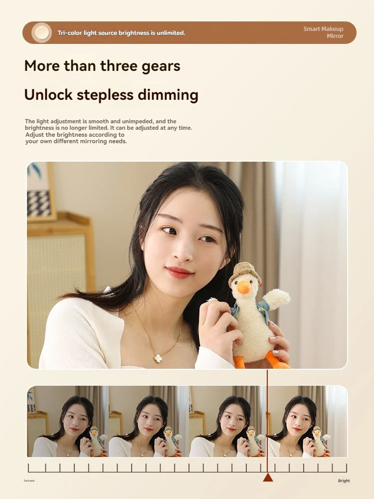고화질 데스크탑 화장 거울, LED 조명 화장대 거울, 침실, 가정 및 화장대용 스마트 원형 거울