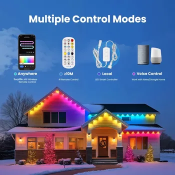 150ft 100ft 50ft Permanent Outdoor Lights Smart RGBIC Outdoor Lights with 75 Scene Modes String Lights with 90 LEDs for Garden 2