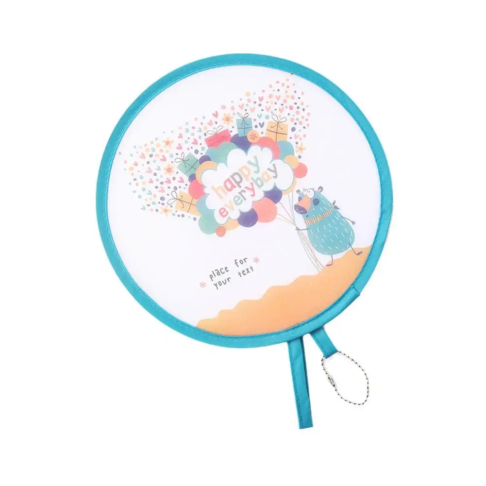 Mini Portable Folding Fan Portable Cartoon Pocket Cloth Gift Round Fan Creative Silk Embroidery Foldable Fans M8E2 folding fan portable fan mini fan silk fans hand fan