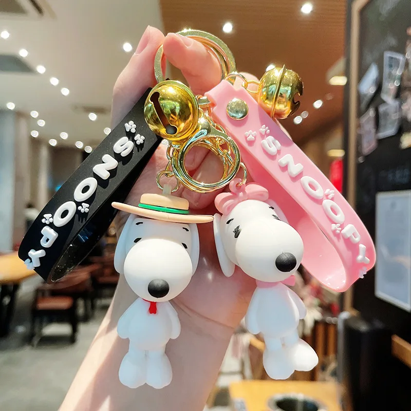 Snoopys Charlie Keychain Doll Kawai Anime Puppy Key Pendant Trinket Bag Walley Keychain Kids Girl Anti-Lost Ring Decoration Gift