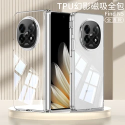 Luxury Transparent Shockproof TPU Silicone Case with Magnetic Folding Hinge for Clear Back Protection (Clear)