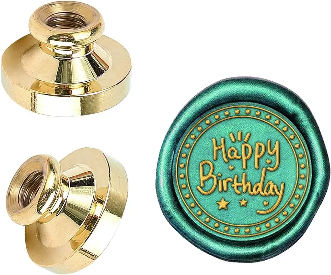 

1PC Happy Birthday Pattern Wax Seal Stamp Head 25mm Removable Brass Head Vintage Sealing Stamp for Embellishment Packing Letters