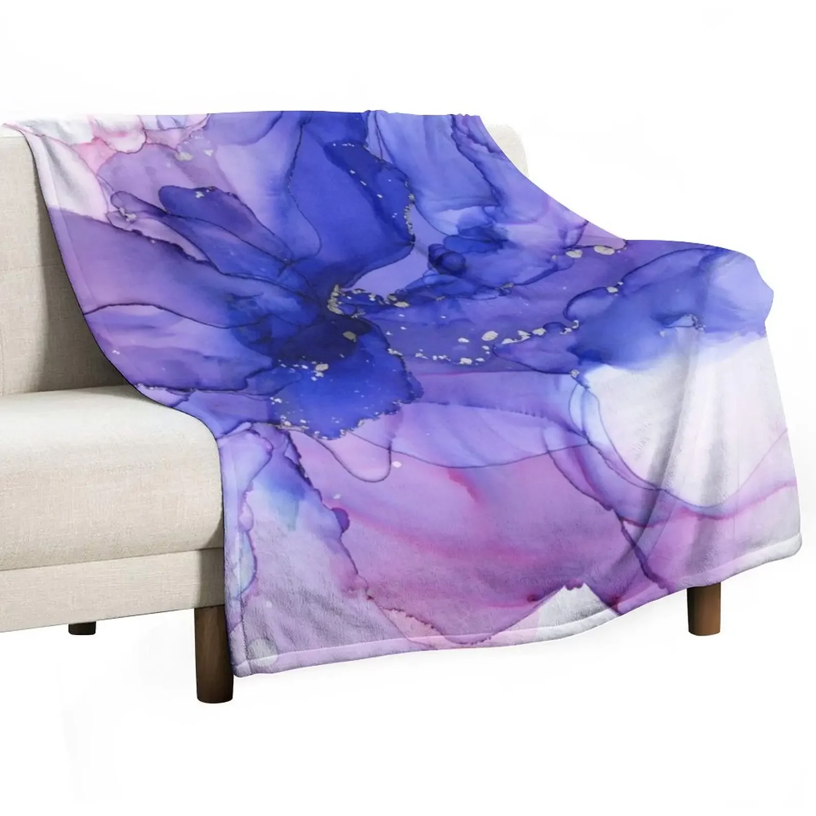 

Ethereal Flower Violet Ink Throw Blanket Extra Large Throw for sofa Furry Blankets