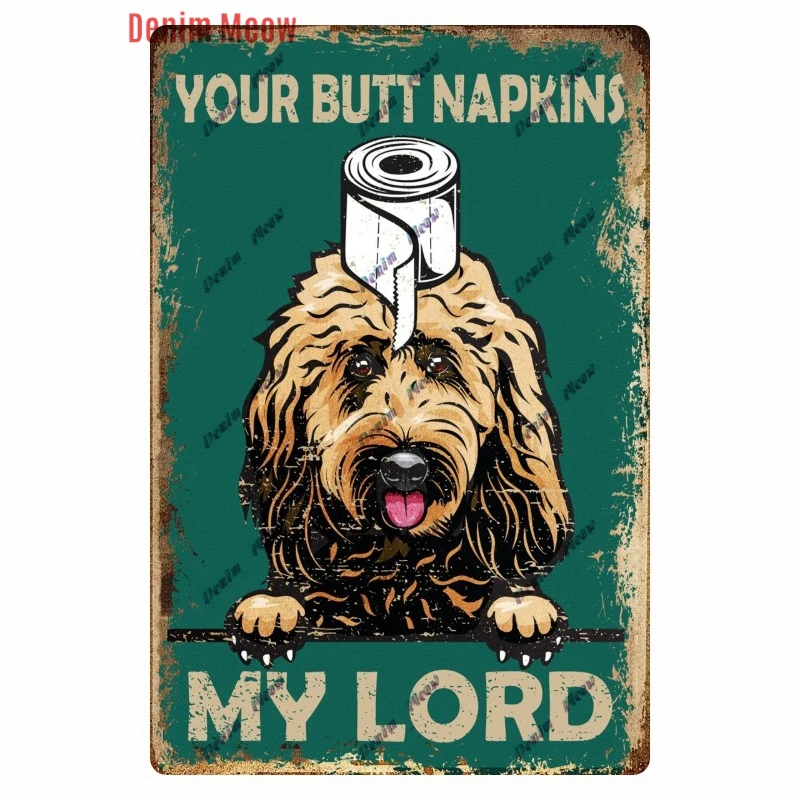 Lustiges Katzen-Blechschild „Your Butt Napkins My Lady“ – Vintage-Wanddekoration Für Bad, Wohnzimmer Oder Als Geschenk