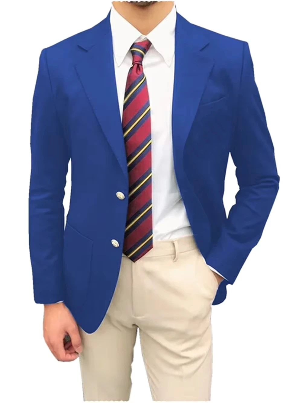 1PieceRed Men's Suit Single Breasted Notch Lapel Jacket Business Casual Blazer Coat High Quality Fashionable Slim Fitting Tuxedo