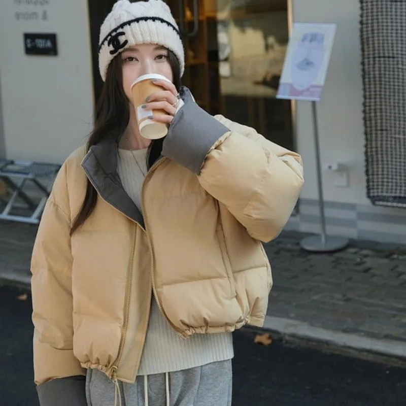 Patchwork Puffer Jacket Women Winter Down Jacket Warm Streetwear Korean Y2k Chic Parkas Thick Loose Vintage Jacket Coats New