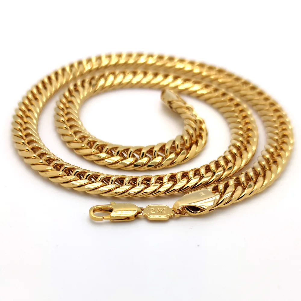 Mens 14k gold Thick Miami Cuban Link Choker necklace chain Gold Finish 10mm  20"