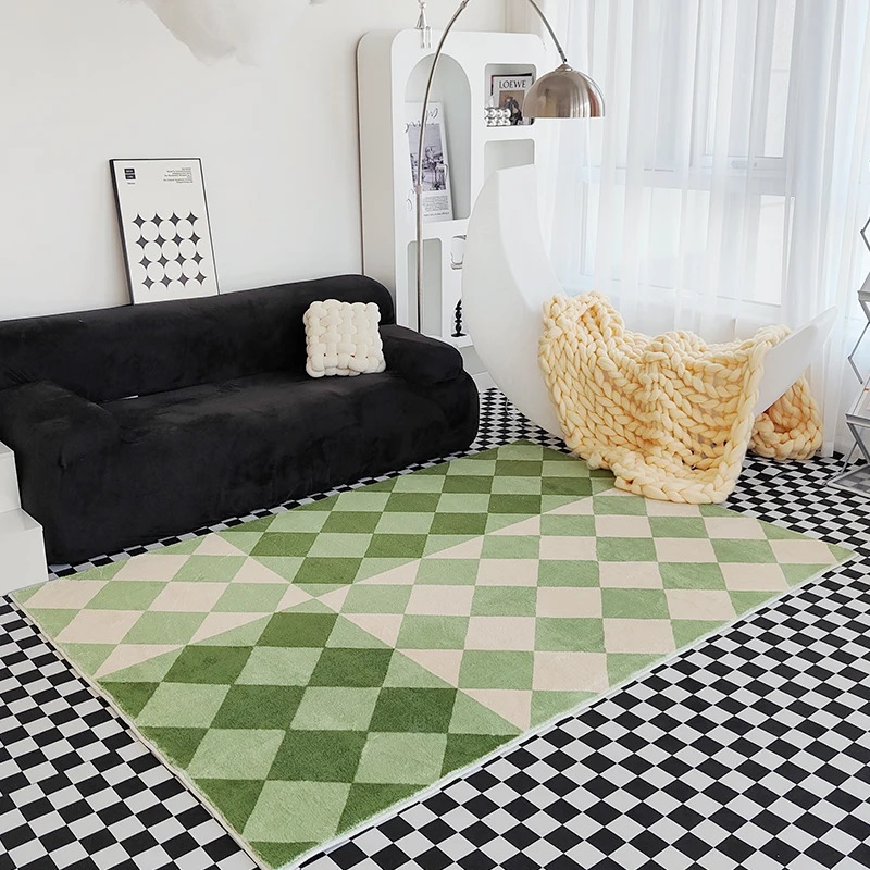 Checkerboard Irregular Living Room Carpet Fluffy Soft Large Area Carpets Home Decoration Bedroom Rug Tapis Alfombra  سجادة ковер