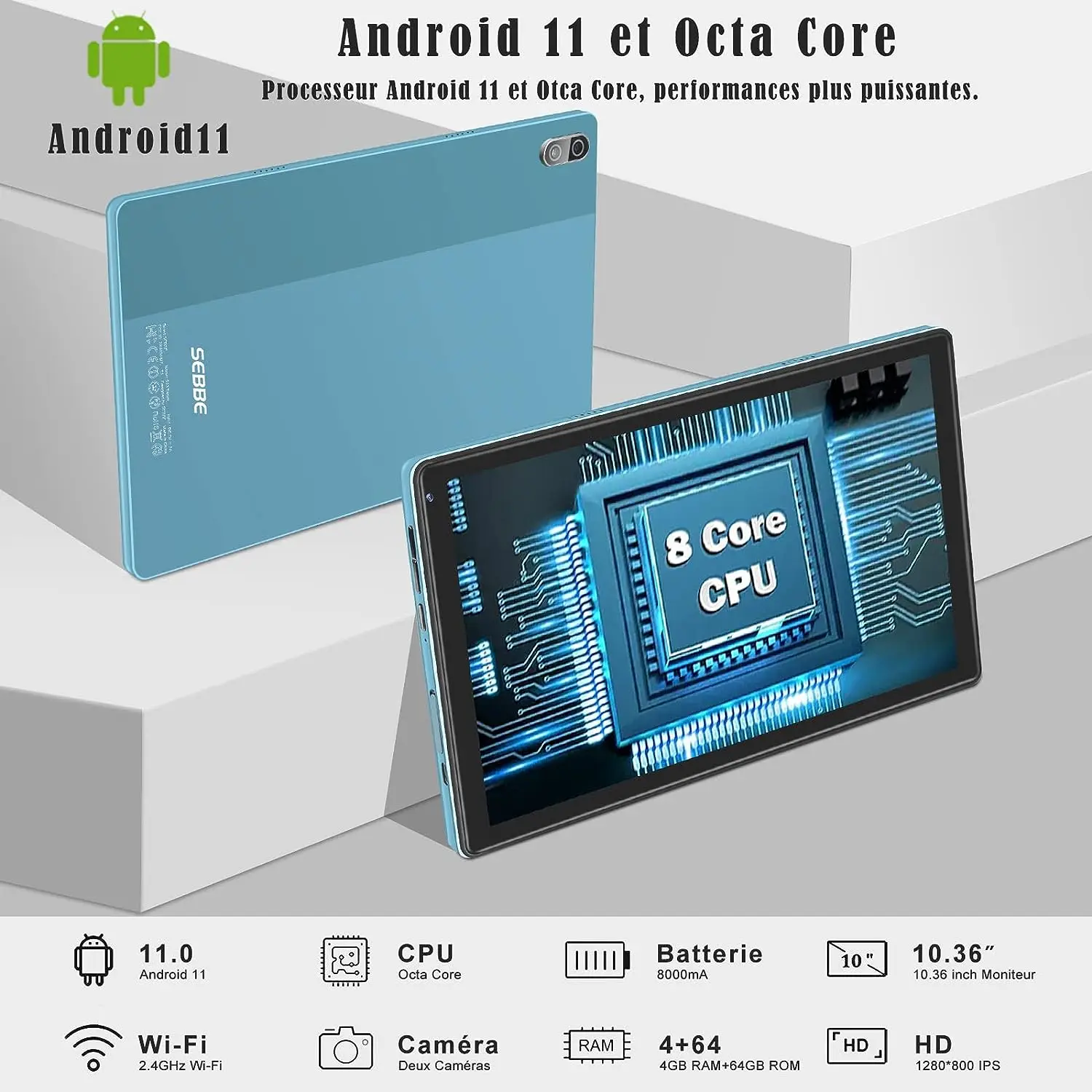 SEBBE 2023 Tablet Android 11 Tablets Octa-Core S23 10.36 64GB ROM 8000 mAh  IPS HD Split Screen Tablets Keyboard & Mouse Blue - AliExpress