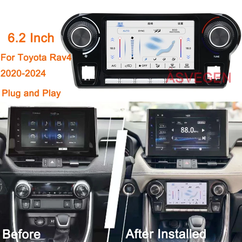 

Автомобильная панель переменного тока 6,2 дюйма, климатическая панель для Toyota Rav4 2020-2024, кондиционер воздуха, приборная панель, автостерео, аксессуары, цифровой экран