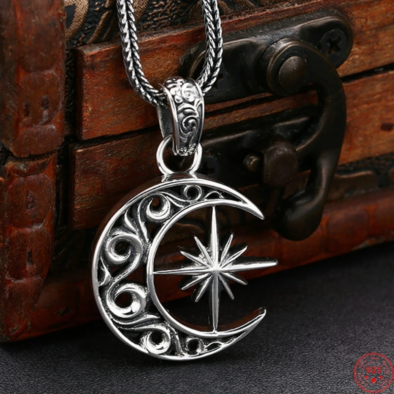 

S925 Sterling Silver Pendants for Women Men New Fashion Sun God Radiance Hollow Eternal Vine Moon Jewelry Amulet Free Shipping