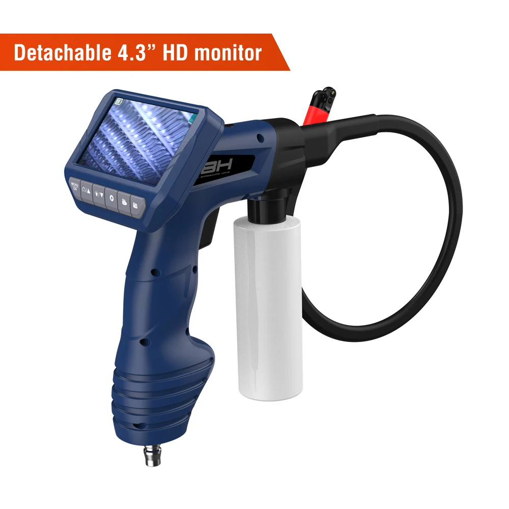 High Pressure Cleaning Borescope Car Air Conditioner Flush, QBH Water Hose With Camera A/C Cleaner Tool Visual Washing Gun