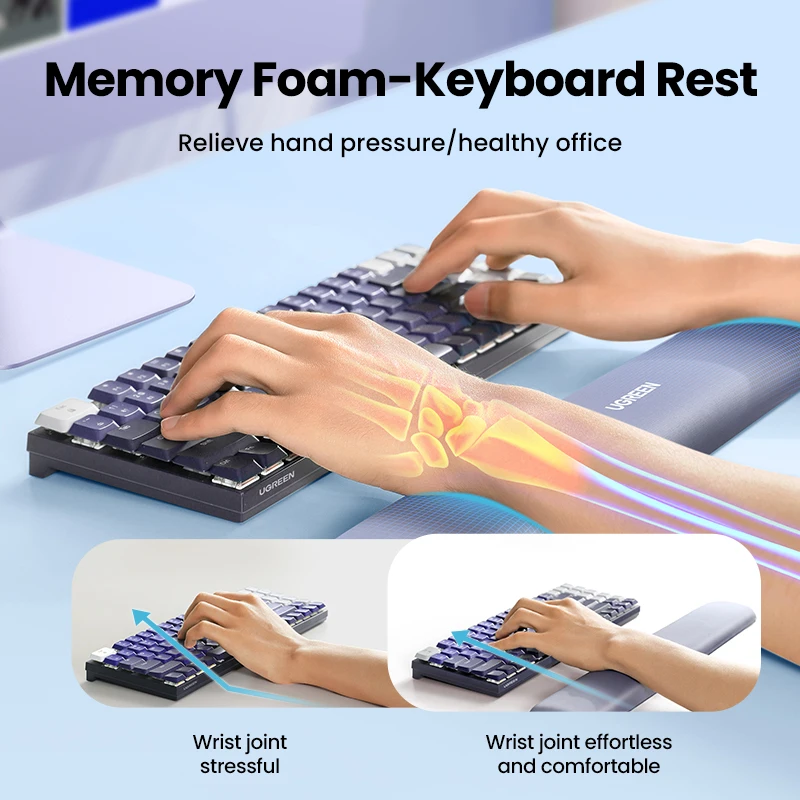 Ugreen Wrist Rest Memory Foam Keyboard Pad Palm Rest For Keyboard  Keyboard Pc Soft Pad Palm Hand Wrist Support, Alina Gadgets