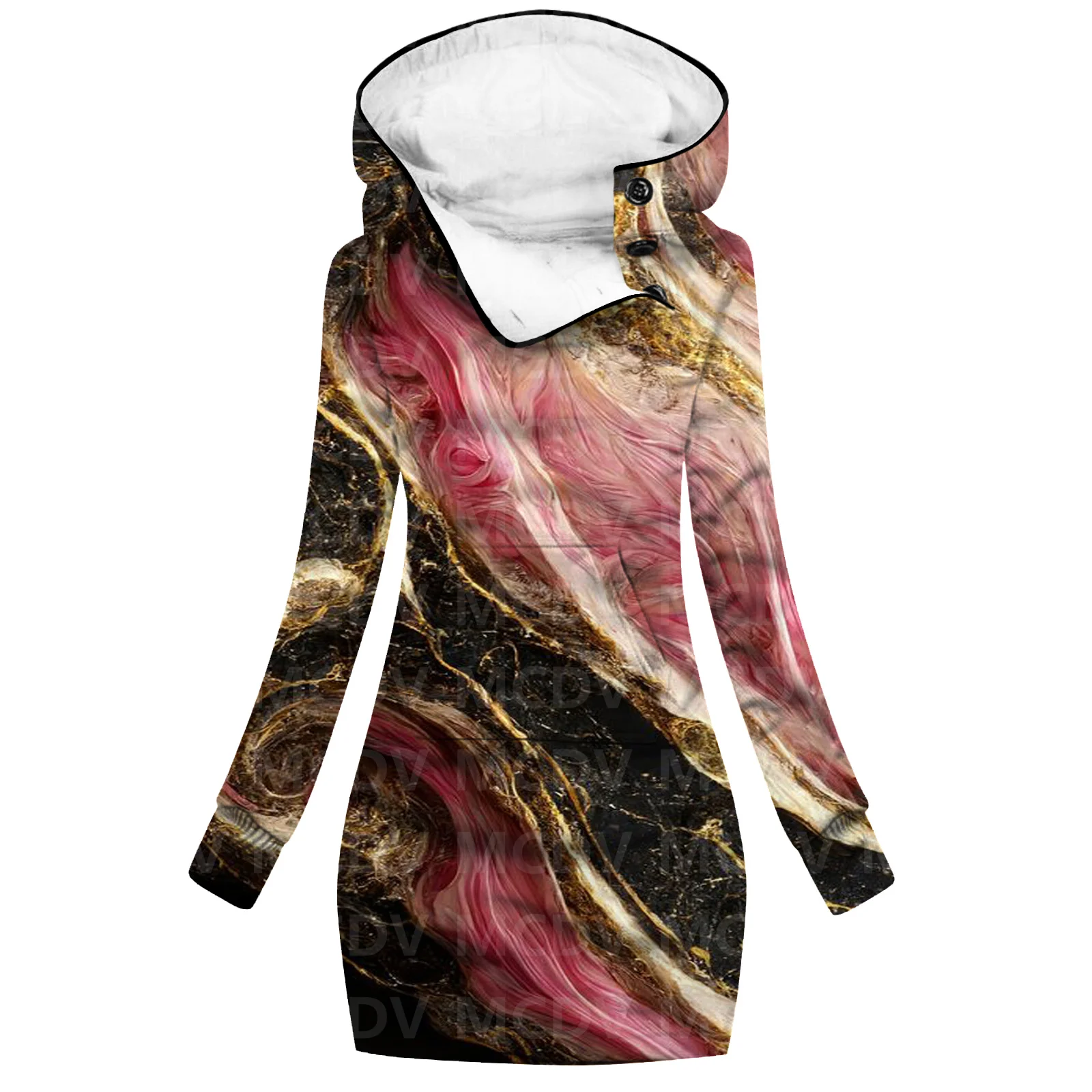 Quicksand 3D Printed Hoodie Dress Novelty Hoodies Women Casual Long Sleeve Hooded Pullover Tracksuit 01