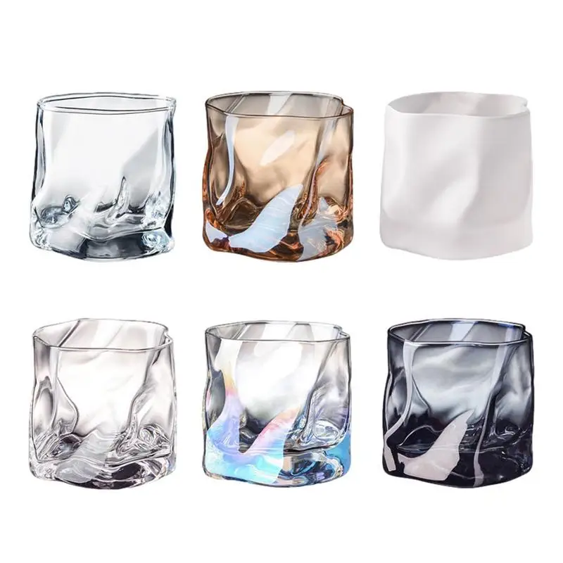 

Whiskey Glasses Set Ripple Drinking Unique Shape Coffee Tumblers Multi Purpose Use Bar Accessories Set Cocktails Beverages