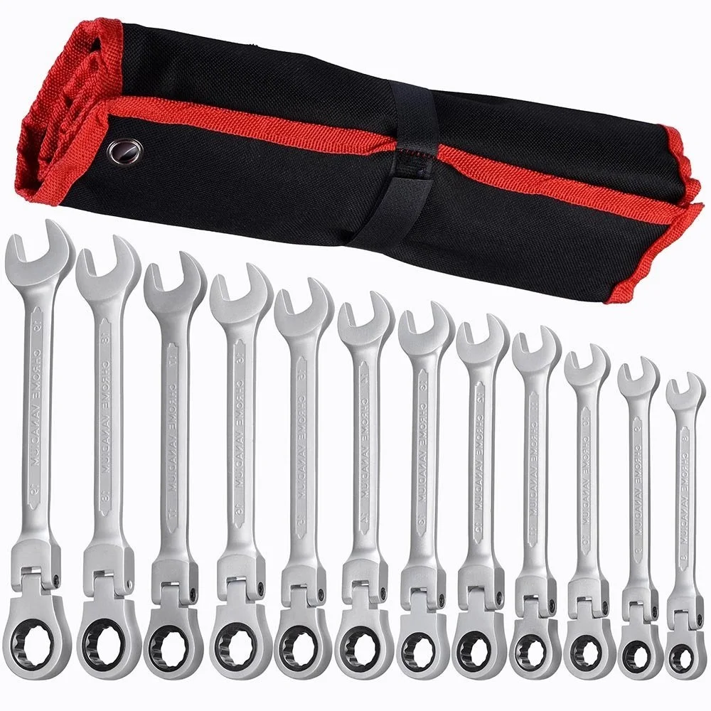 Key Ratchet Wrench Set 72 Tooth Gear Ring Torque Socket Wrench Set Metric Combination Ratchet Spanners Set Car Repair Tools