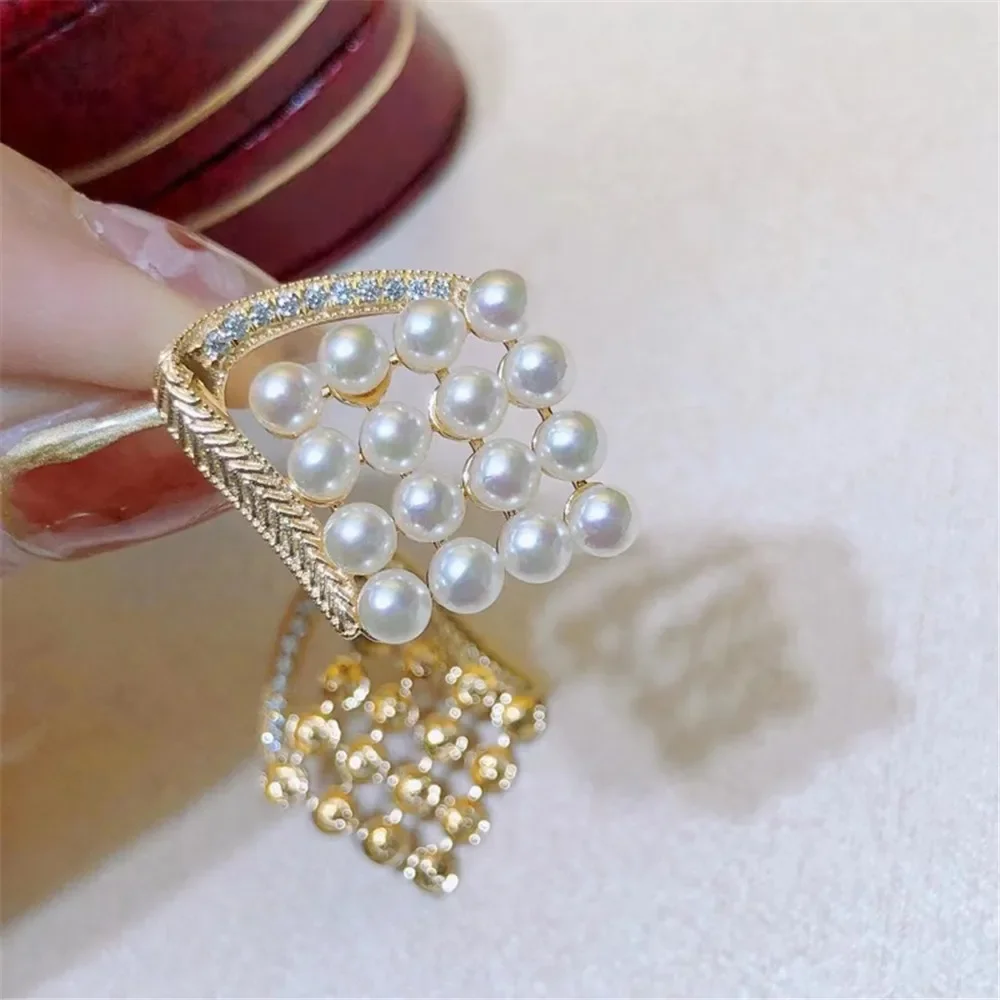 

DIY Pearl Accessories G18K Gold Earring Empty Holder Fashionable Gold Earring Earring Holder Fit 3.5-4mm Circle G310