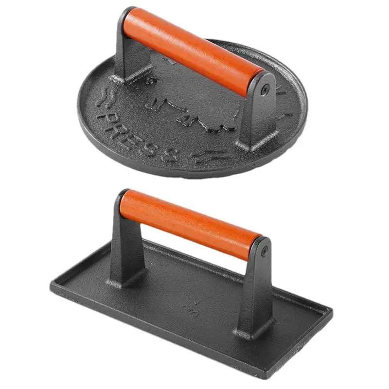 

Cast Iron Meat Smasher Non-Stick Burger Bacon Manual Press Hamburger Press Patty Maker Square/Rectangle Meat Pie Press Tool