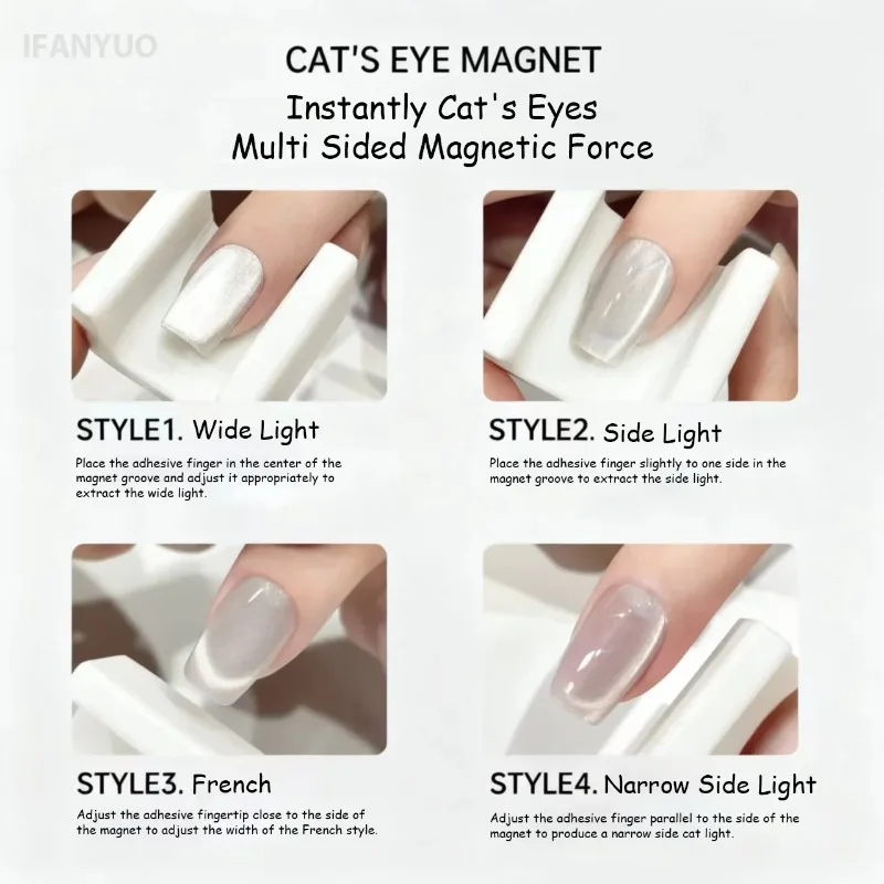 5D Automatic Cat Eye Gel Magnet - Wide Side Light French Design for 3D Nail Polish Effect, Professional Manicure Tool with Focus
