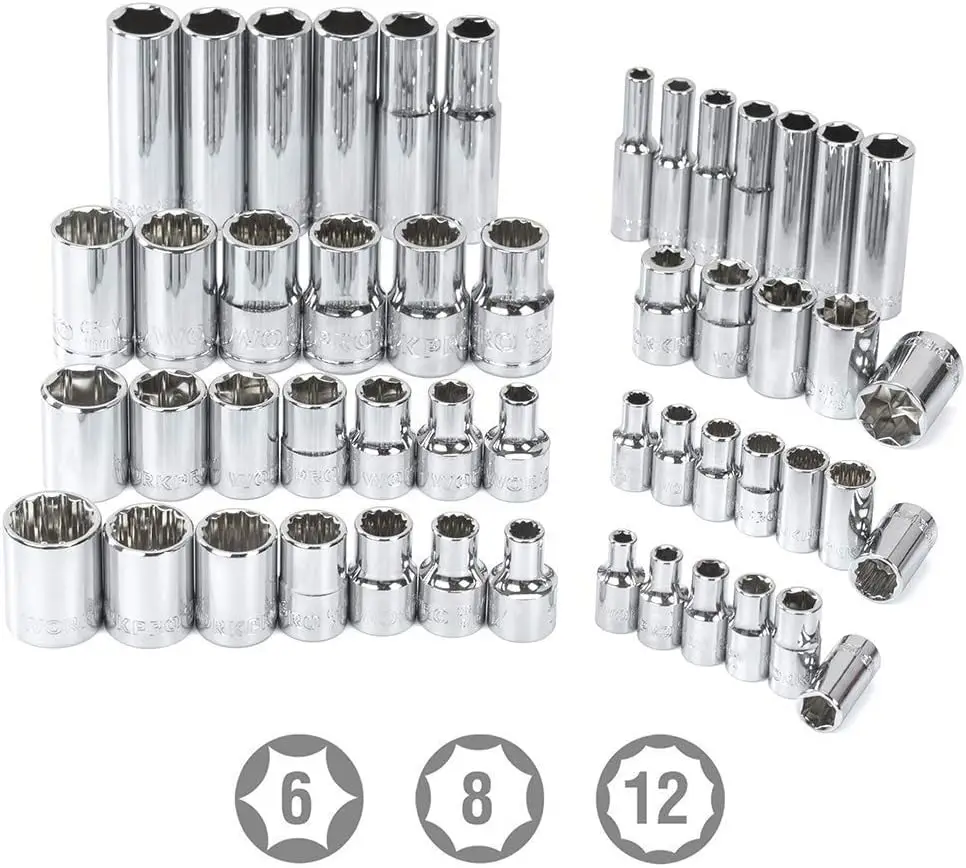 450-Piece Drive Socket Set 1/2" 1/4" 3/8", CR-V Metric and Imperial with Quick-Release Ratchet Wrench, Spanners, Bits Se 3