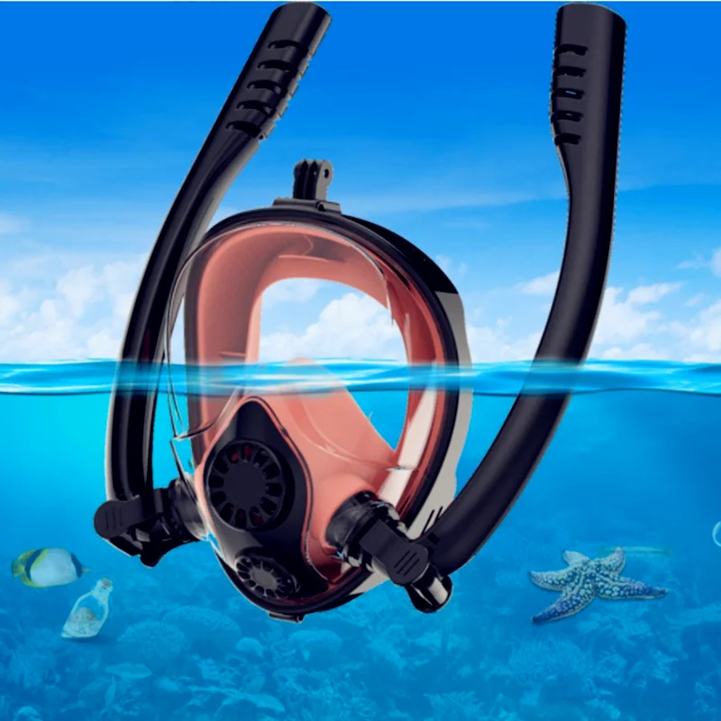Silicone Snorkeling Mask for Adults, Double Tube Diving Mask, Full Dry Diving Goggles, Self Contained Underwater Breathing Mask 2