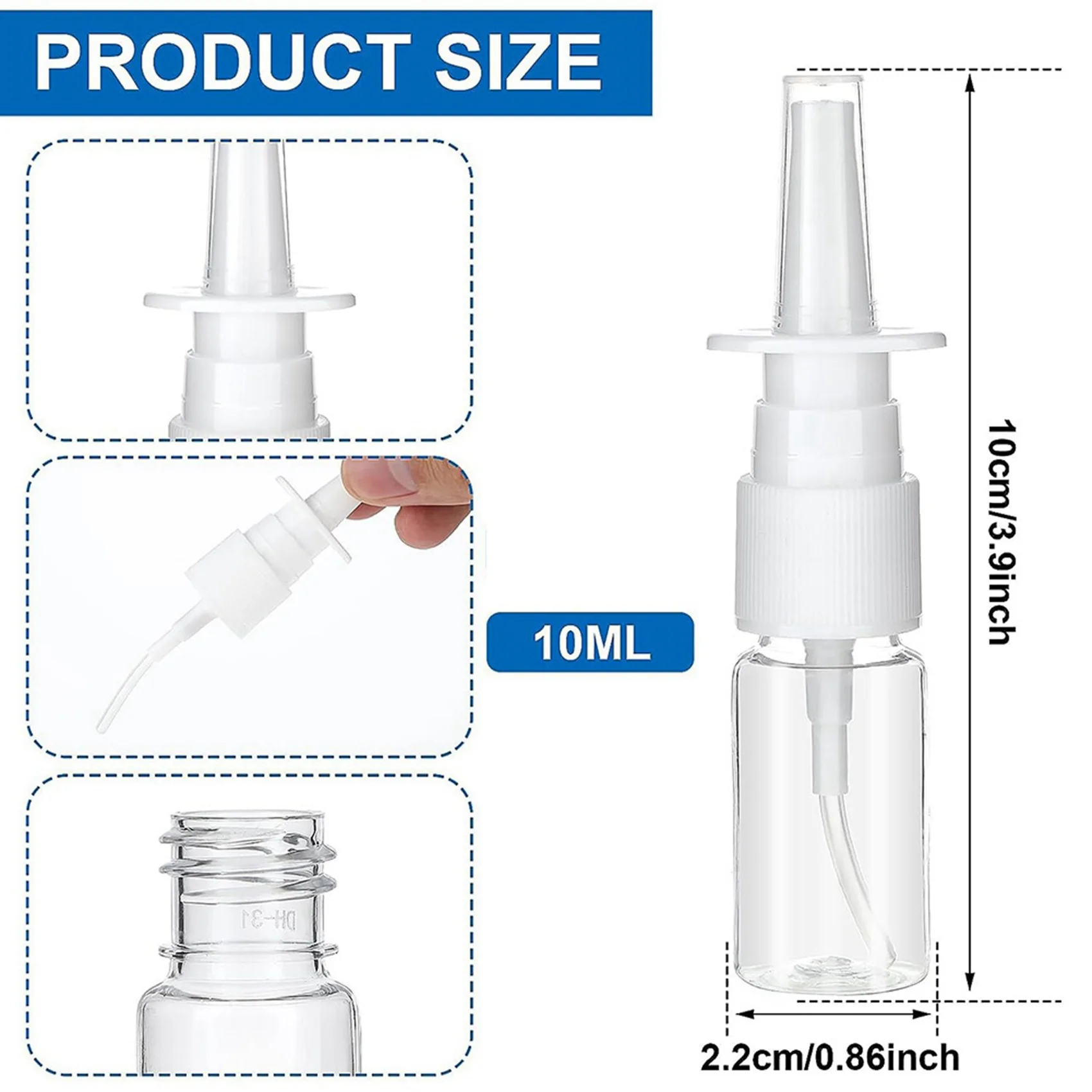 80Pcs Nasal Spray Bottle, 10ML Clear Small Empty Nose Spray Bottle Reusable Fine Mist Sprayers For Travel