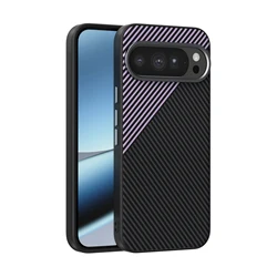 Carbon Fiber TPU Border Back Cover with Lens Protection and Magnetic Charging - Shockproof Phone Case - Google 10 Pro XL (PURPLE)