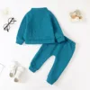 2pcs Toddler Baby Boy Clothing Casual Letter Pattern Stand Collar Long Sleeve Sweatshirt &Trousers Set For Autumn And Winter 2