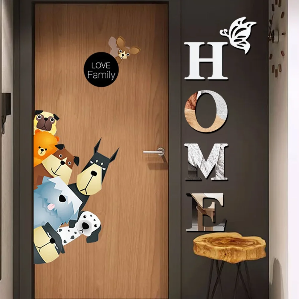 Butterfly Home English Letter Wall Stickers Acrylic Self Adhesive Detachable Wall Stickers Home Decoration Mirrors wall sticker acrylic wall sticker
