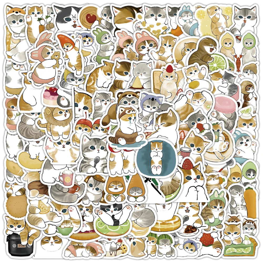 100PCS Winter Cat Life Sticker Aesthetic PVC Japanese Decoration Children's Stationery Scrapbooking School Supplies transparent pvc laser sticker girl hand account decoration material hot silver decoration glitter stationery sticker journal