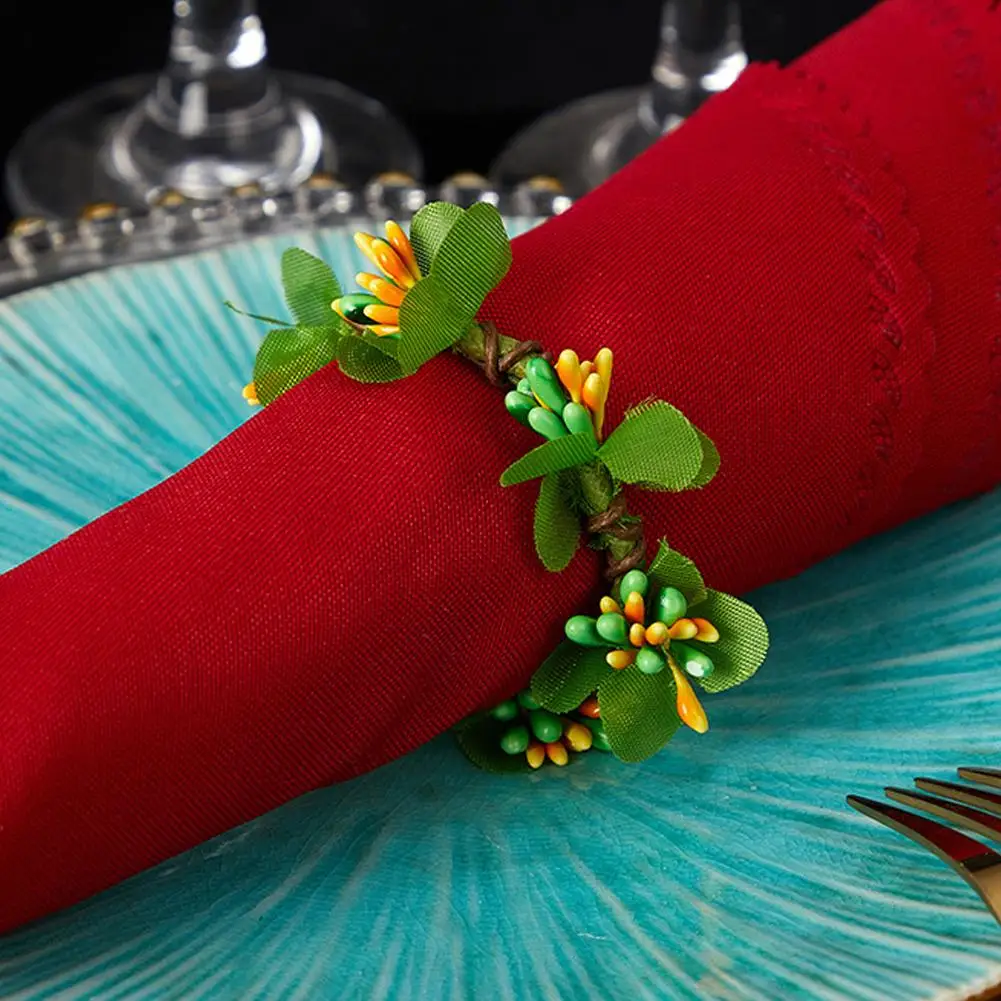 Easter Bunny Napkin Rings Faux Easter Rabbit Napkin Holders Rattan Serviette Buckles Holders Hunt Egg Banquet Decor 8Pcs
